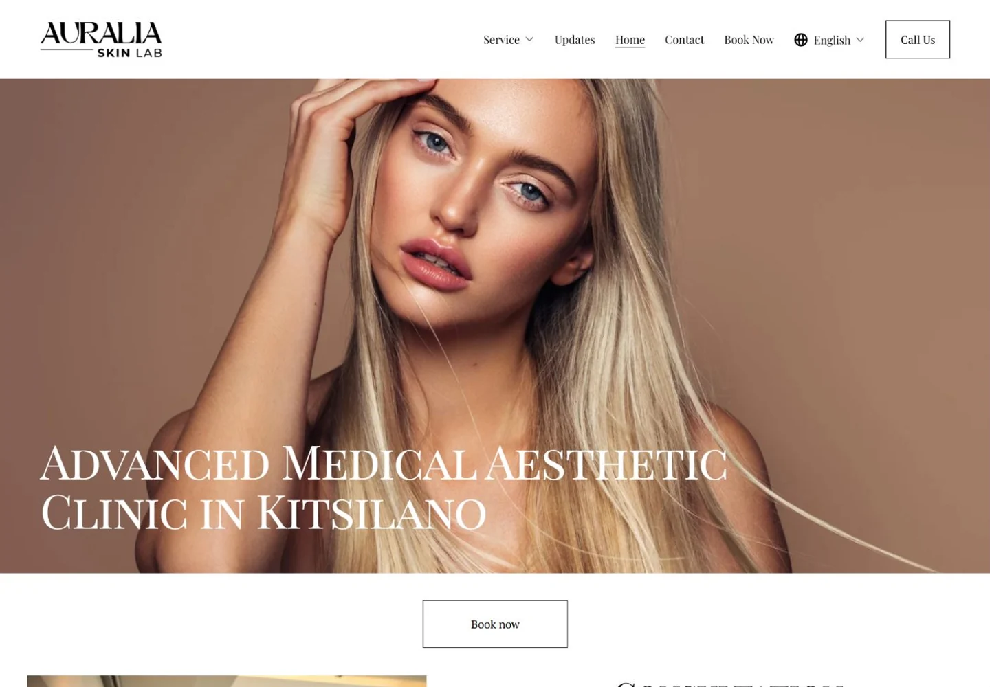 Auralia Skin Lab website presenting the Vancouver clinic’s aesthetic services